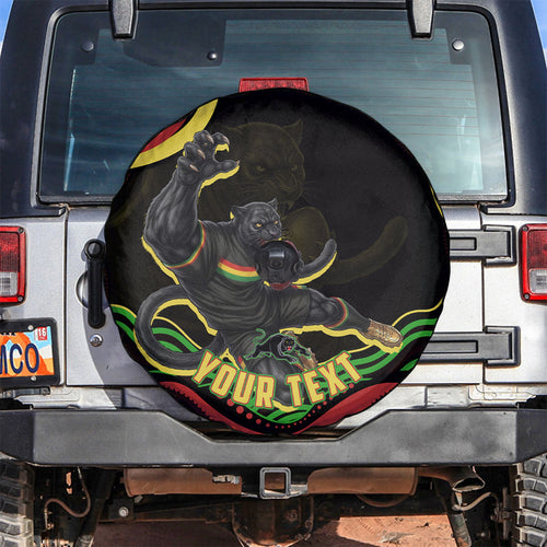 Personalized Penrith Panthers Rugby Mascot Spare Tire Cover Aboriginal Dot Art - Dreamtime Rugby Mascot