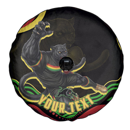 Personalized Penrith Panthers Rugby Mascot Spare Tire Cover Aboriginal Dot Art - Dreamtime Rugby Mascot