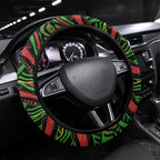 Penrith Panthers Rugby Mascot Steering Wheel Cover Aboriginal Dot Art - Dreamtime Rugby Mascot