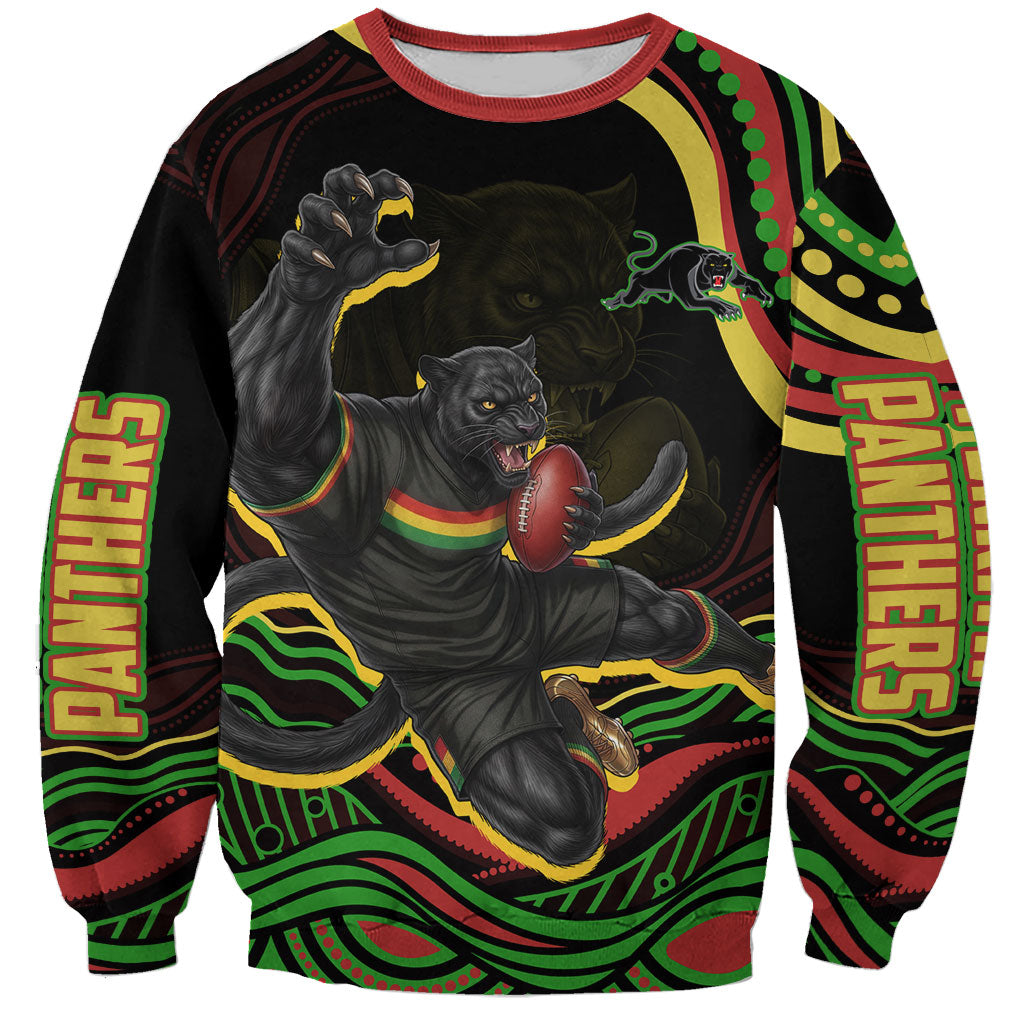 Personalized Penrith Panthers Rugby Mascot Sweatshirt Aboriginal Dot Art - Dreamtime Rugby Mascot