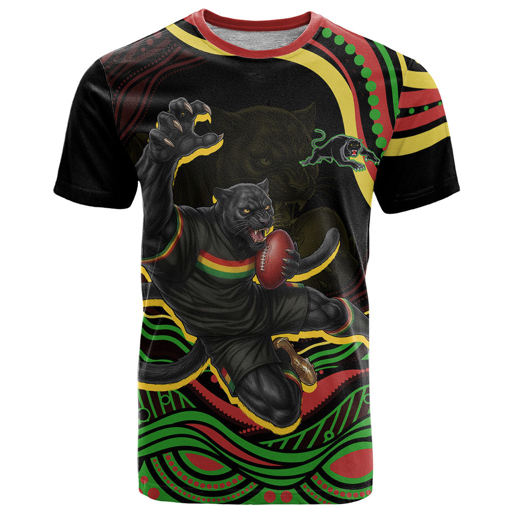Personalized Penrith Panthers Rugby Mascot T Shirt Aboriginal Dot Art - Dreamtime Rugby Mascot