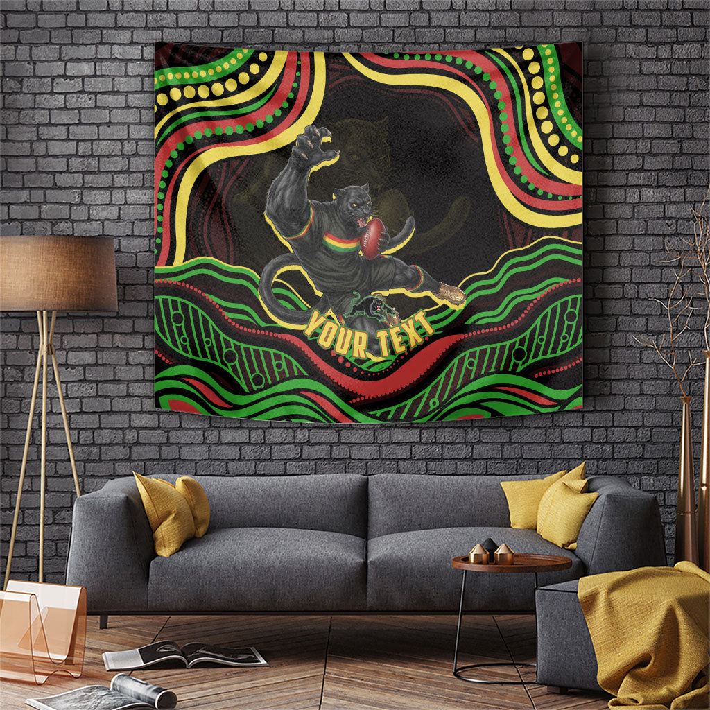Personalized Penrith Panthers Rugby Mascot Tapestry Aboriginal Dot Art - Dreamtime Rugby Mascot
