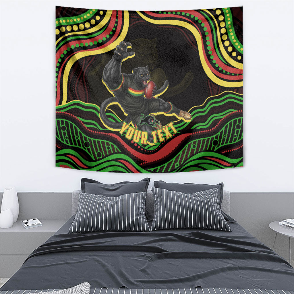 Personalized Penrith Panthers Rugby Mascot Tapestry Aboriginal Dot Art - Dreamtime Rugby Mascot