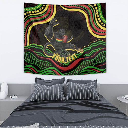 Personalized Penrith Panthers Rugby Mascot Tapestry Aboriginal Dot Art - Dreamtime Rugby Mascot