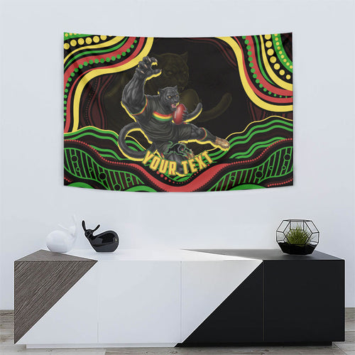 Personalized Penrith Panthers Rugby Mascot Tapestry Aboriginal Dot Art - Dreamtime Rugby Mascot