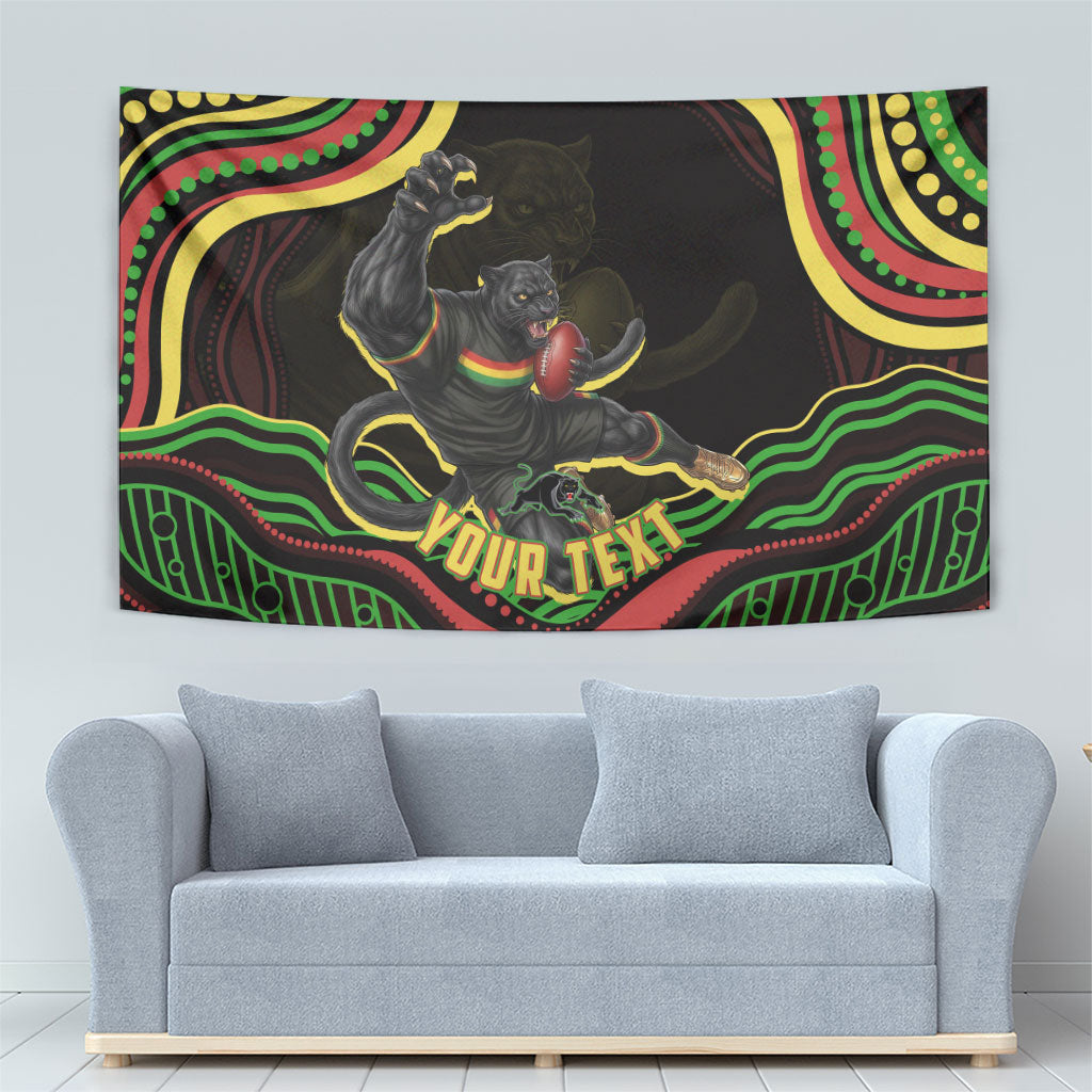 Personalized Penrith Panthers Rugby Mascot Tapestry Aboriginal Dot Art - Dreamtime Rugby Mascot