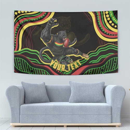 Personalized Penrith Panthers Rugby Mascot Tapestry Aboriginal Dot Art - Dreamtime Rugby Mascot