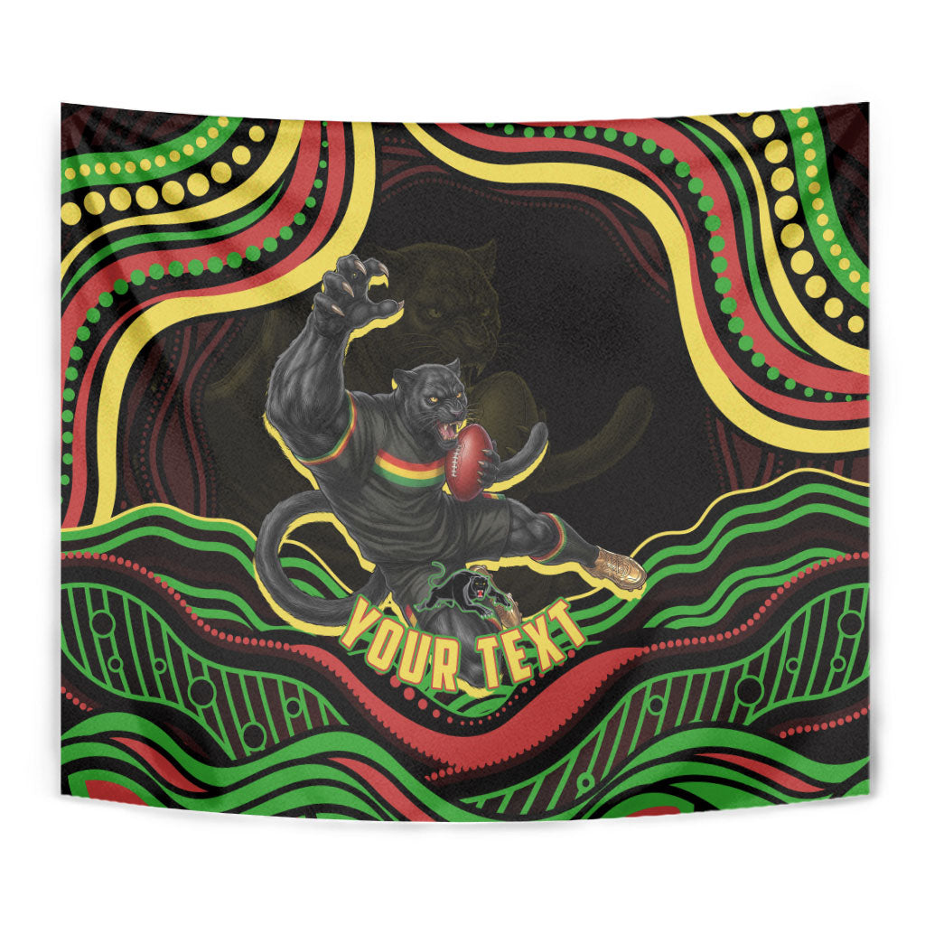 Personalized Penrith Panthers Rugby Mascot Tapestry Aboriginal Dot Art - Dreamtime Rugby Mascot