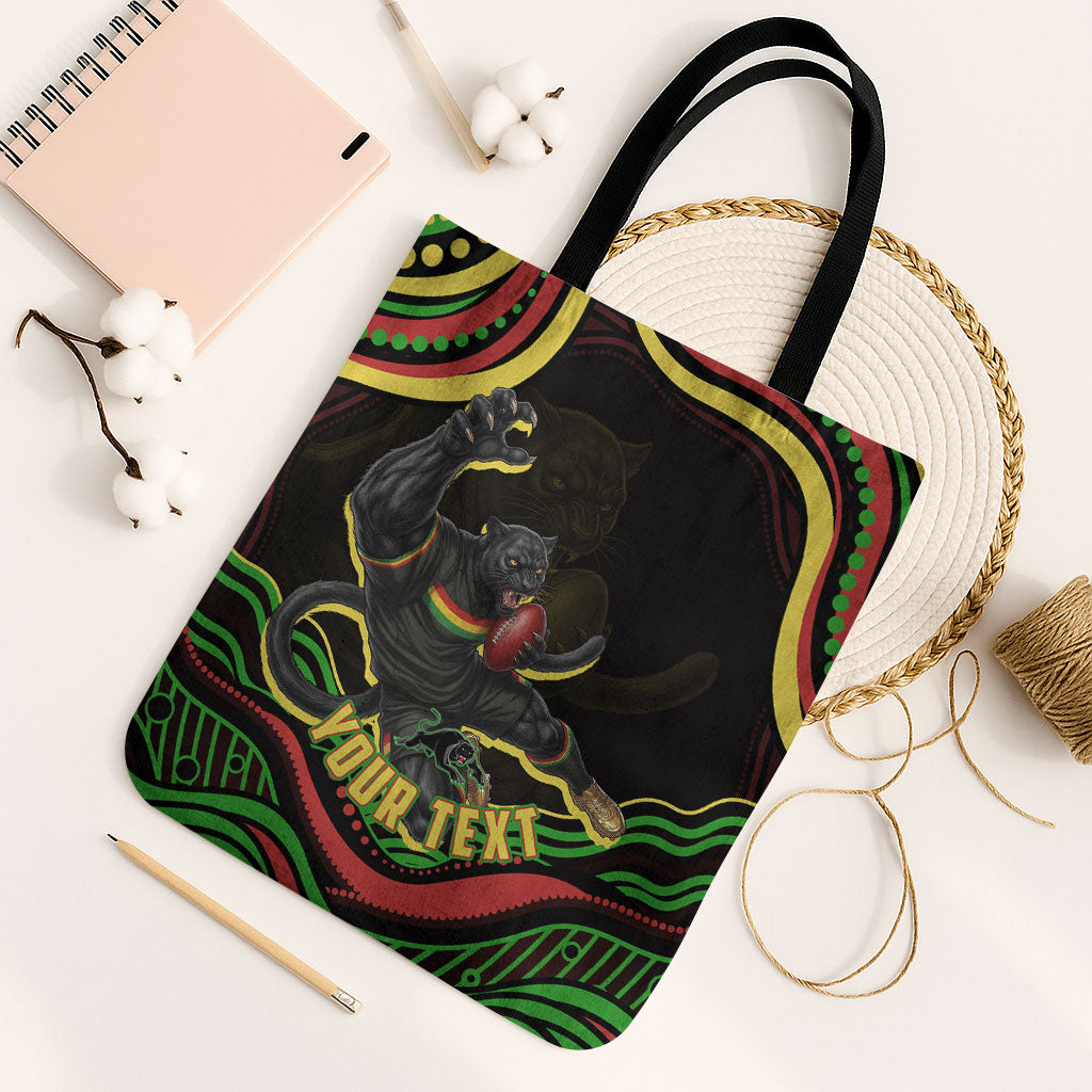 Personalized Penrith Panthers Rugby Mascot Tote Bag Aboriginal Dot Art - Dreamtime Rugby Mascot