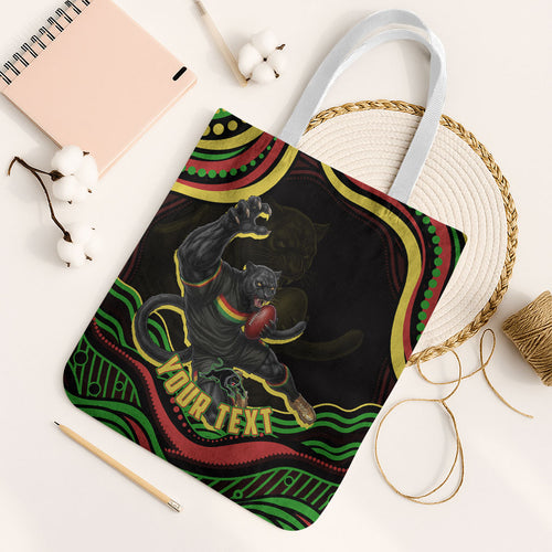 Personalized Penrith Panthers Rugby Mascot Tote Bag Aboriginal Dot Art - Dreamtime Rugby Mascot