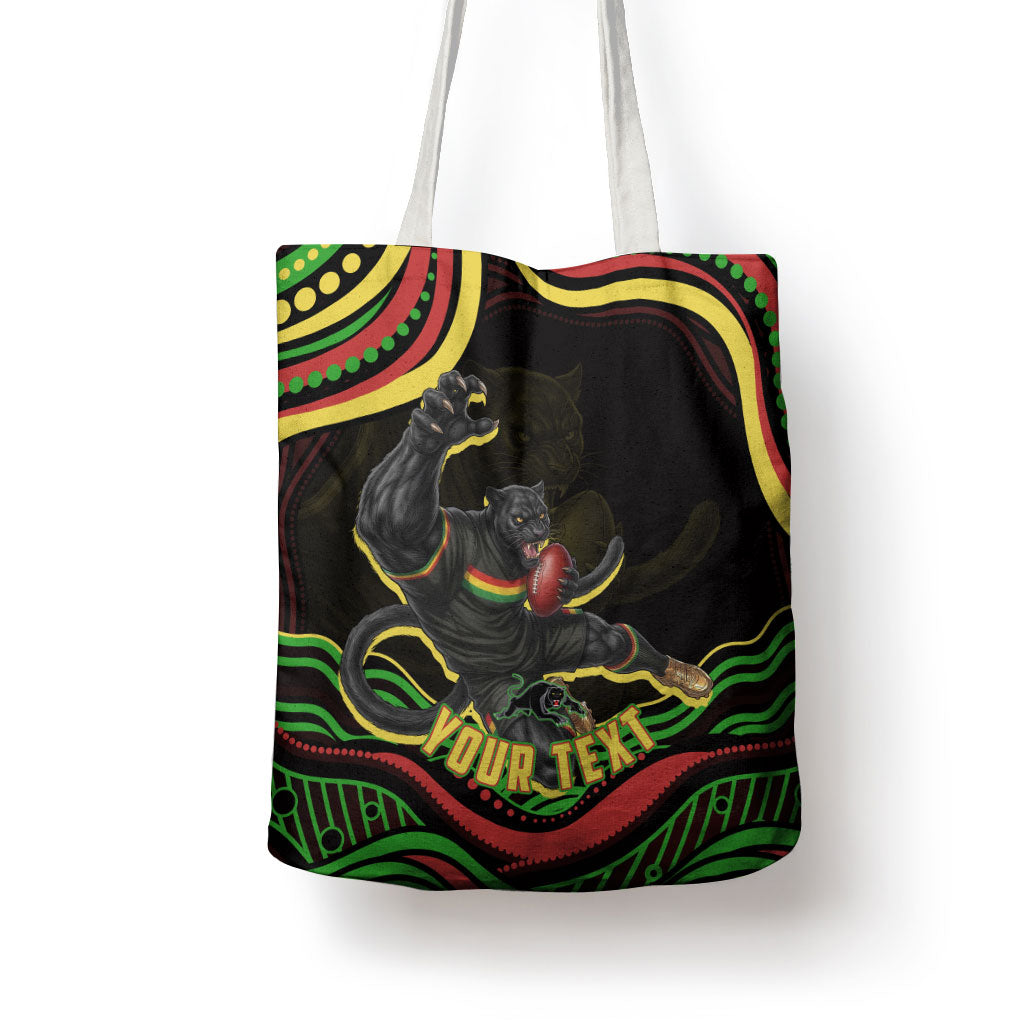 Personalized Penrith Panthers Rugby Mascot Tote Bag Aboriginal Dot Art - Dreamtime Rugby Mascot