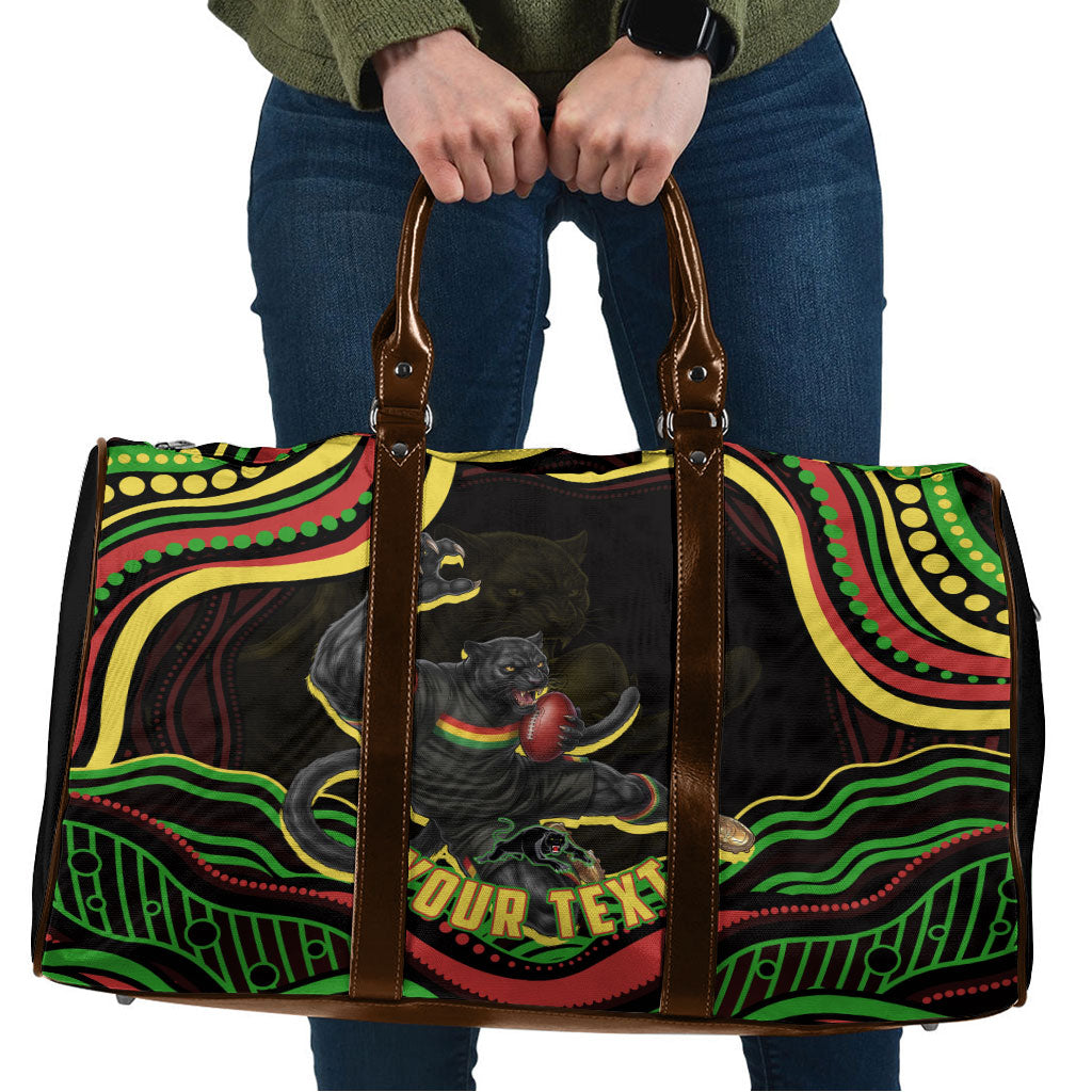 Personalized Penrith Panthers Rugby Mascot Travel Bag Aboriginal Dot Art - Dreamtime Rugby Mascot