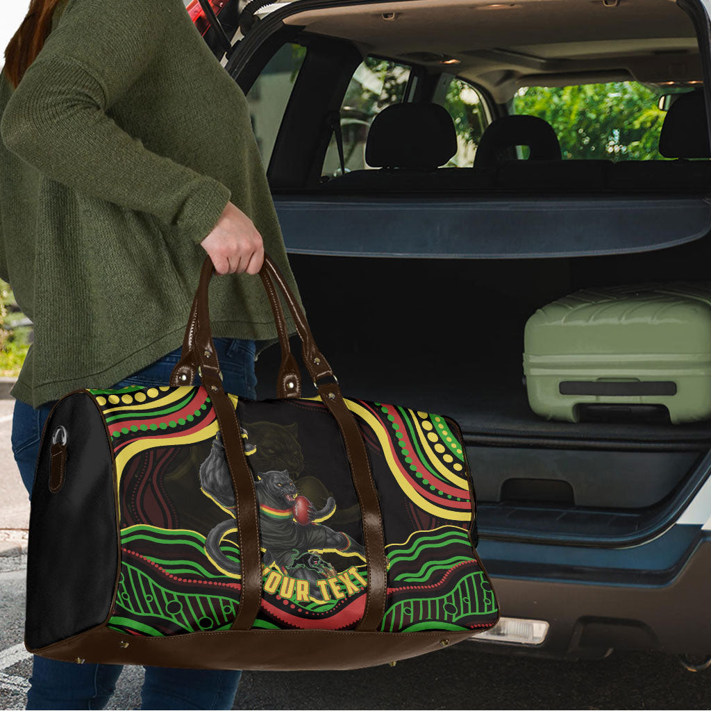 Personalized Penrith Panthers Rugby Mascot Travel Bag Aboriginal Dot Art - Dreamtime Rugby Mascot