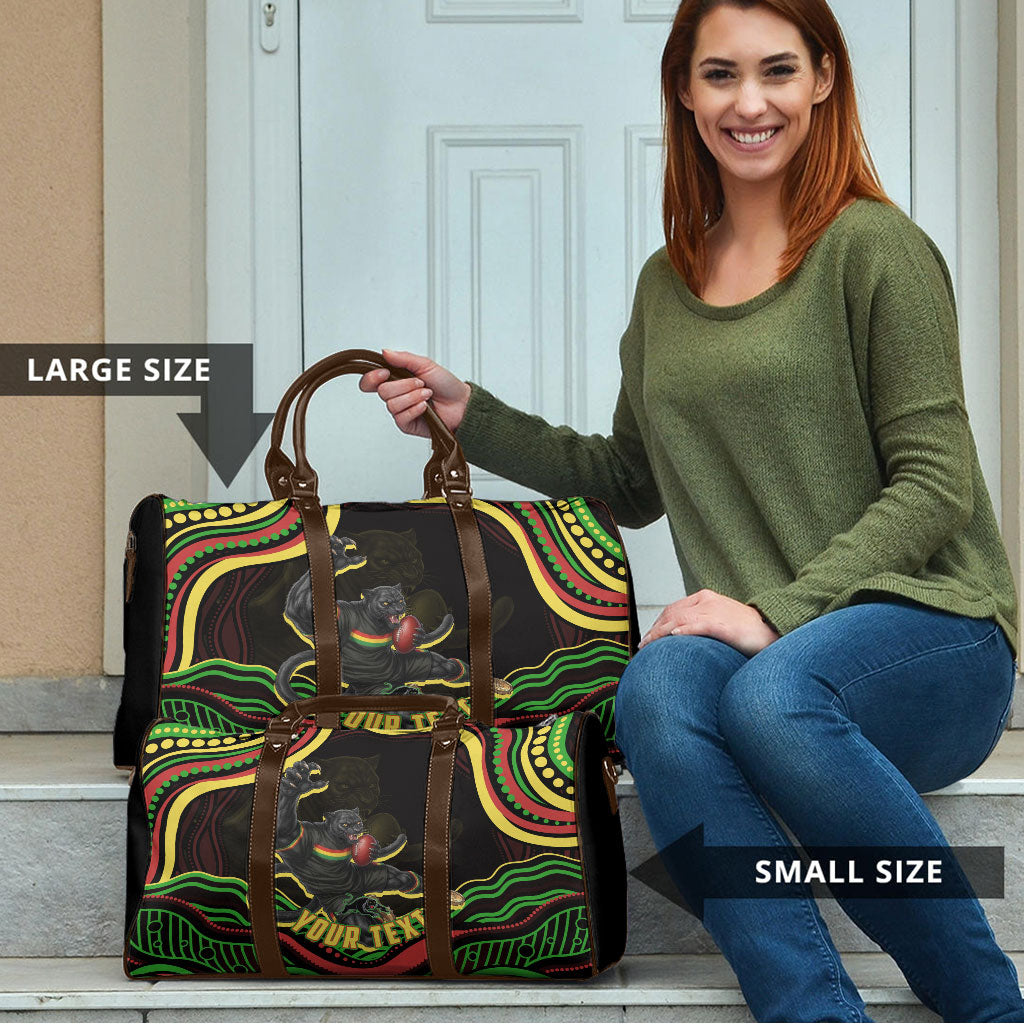 Personalized Penrith Panthers Rugby Mascot Travel Bag Aboriginal Dot Art - Dreamtime Rugby Mascot