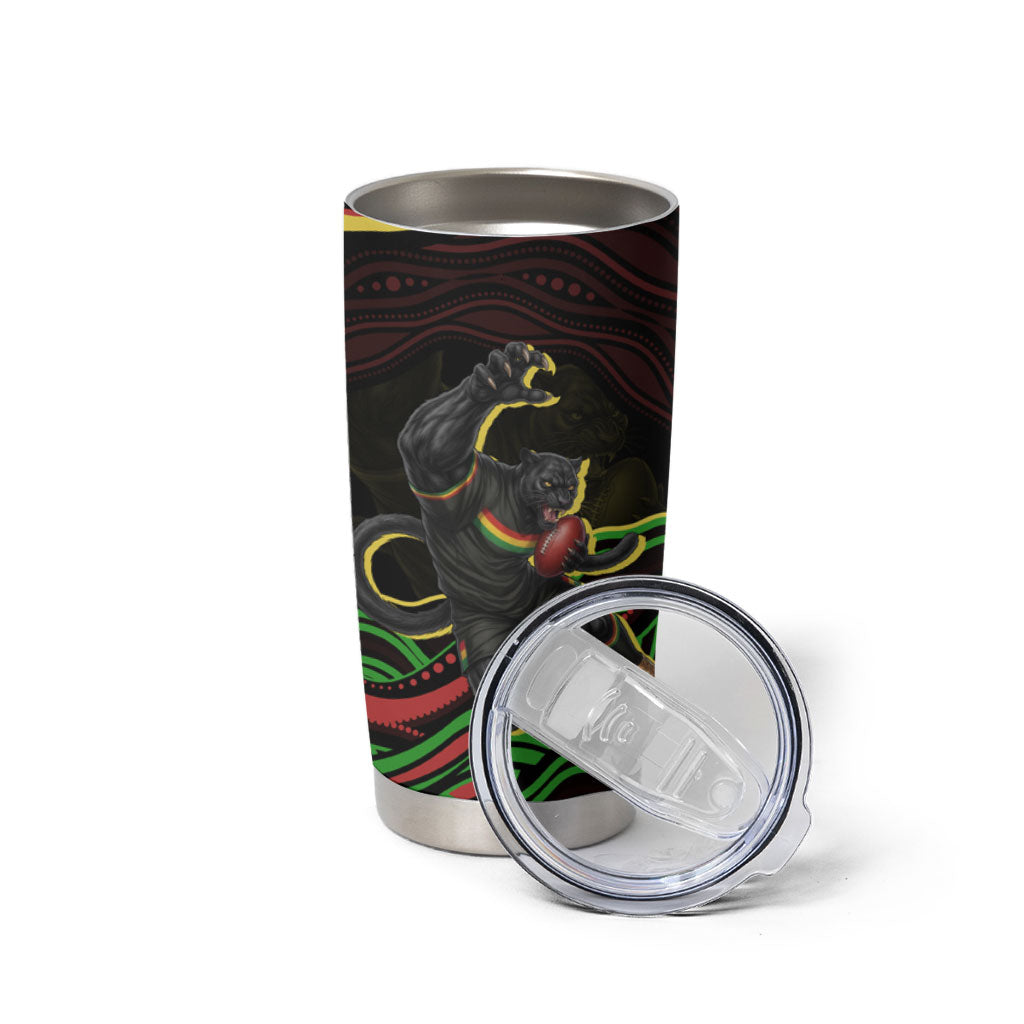 Personalized Penrith Panthers Rugby Mascot Tumbler Cup Aboriginal Dot Art - Dreamtime Rugby Mascot