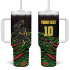 Personalized Penrith Panthers Rugby Mascot Tumbler With Handle Aboriginal Dot Art - Dreamtime Rugby Mascot