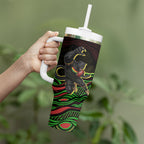 Personalized Penrith Panthers Rugby Mascot Tumbler With Handle Aboriginal Dot Art - Dreamtime Rugby Mascot