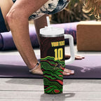 Personalized Penrith Panthers Rugby Mascot Tumbler With Handle Aboriginal Dot Art - Dreamtime Rugby Mascot