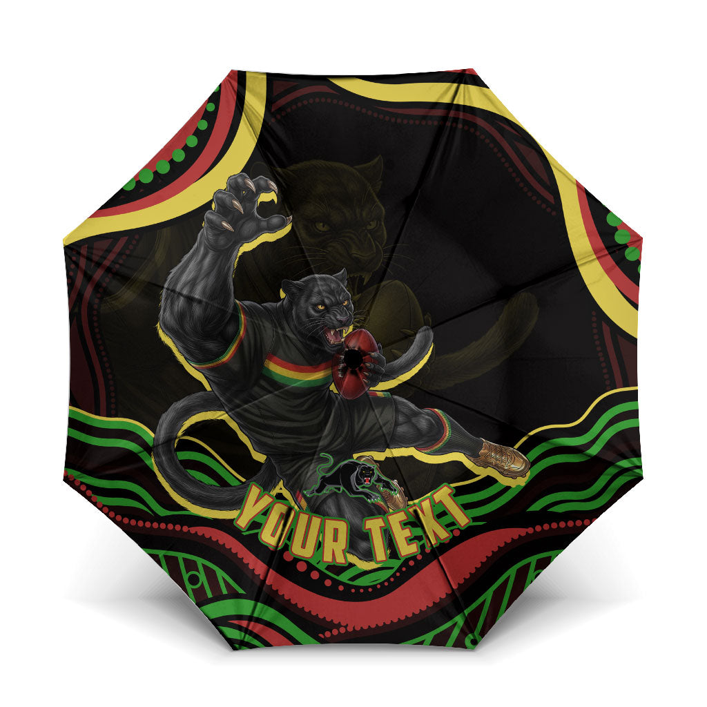 Personalized Penrith Panthers Rugby Mascot Umbrella Aboriginal Dot Art - Dreamtime Rugby Mascot