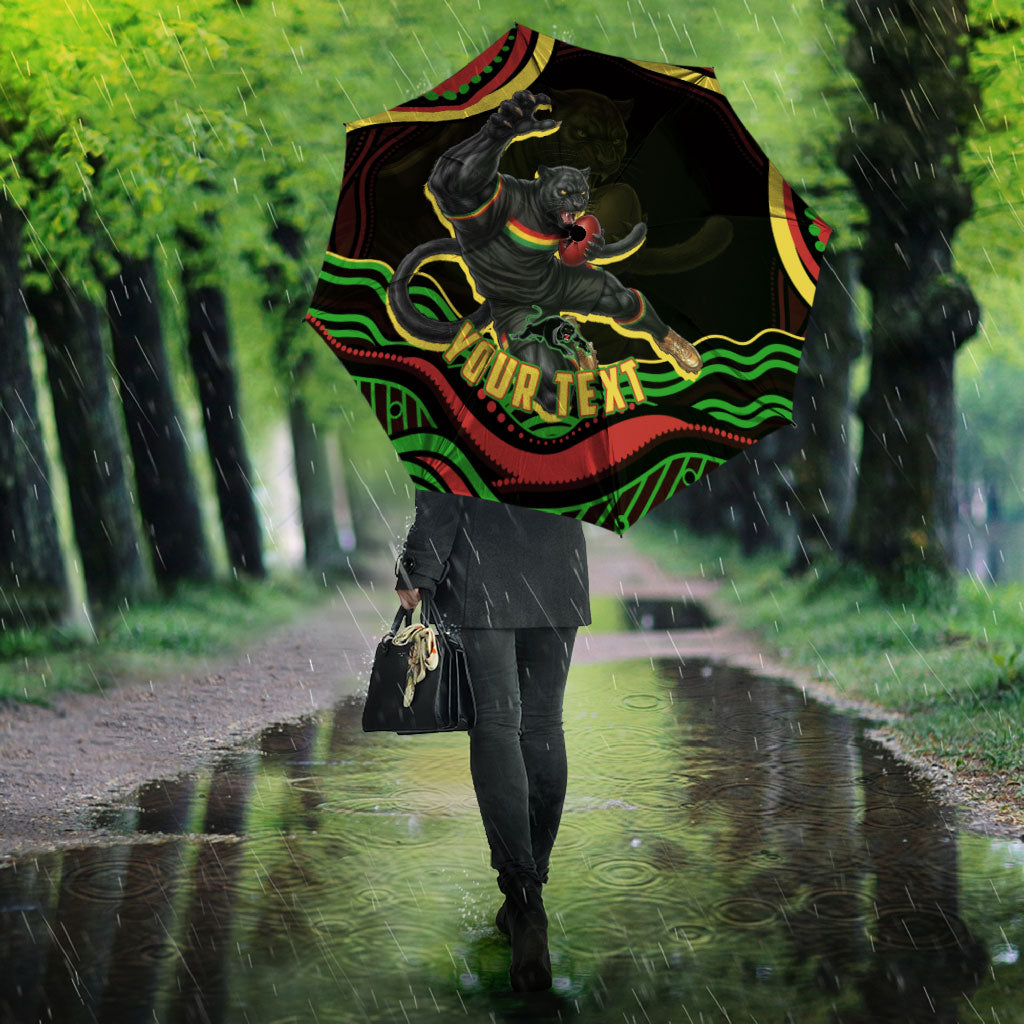Personalized Penrith Panthers Rugby Mascot Umbrella Aboriginal Dot Art - Dreamtime Rugby Mascot