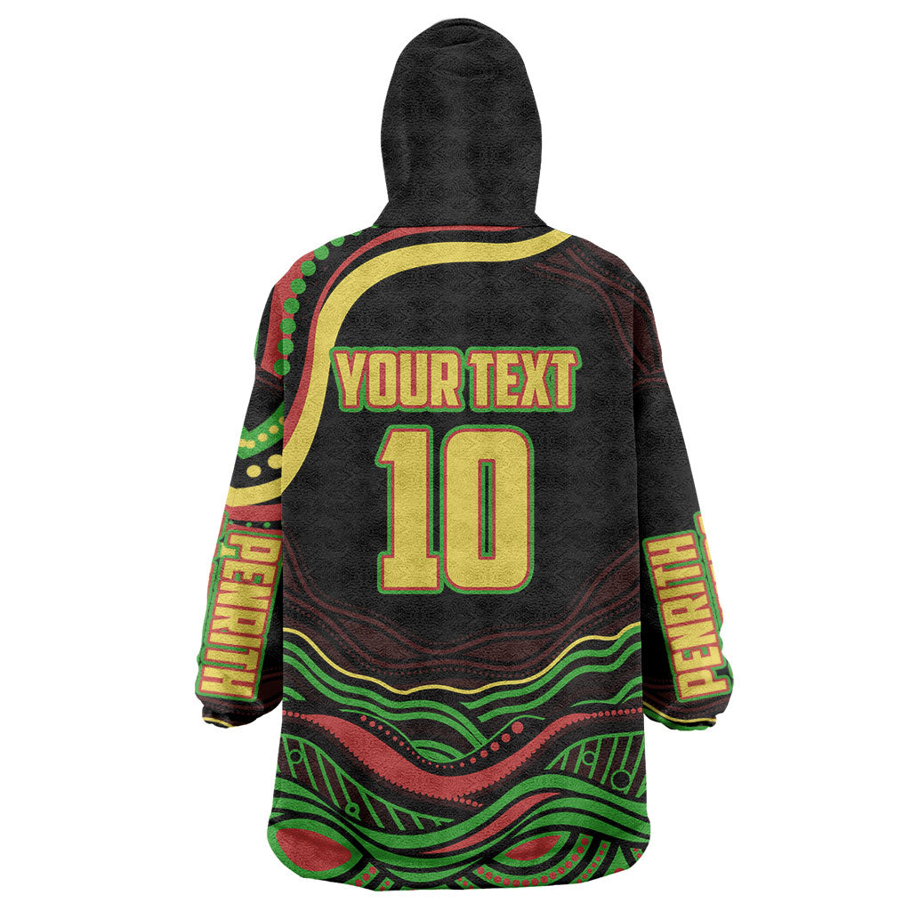 Personalized Penrith Panthers Rugby Mascot Wearable Blanket Hoodie Aboriginal Dot Art - Dreamtime Rugby Mascot