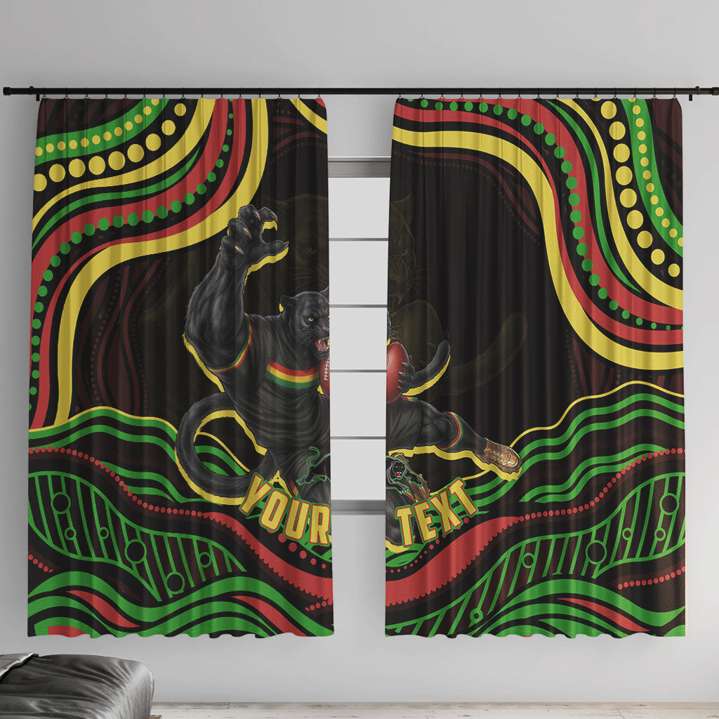 Personalized Penrith Panthers Rugby Mascot Window Curtain Aboriginal Dot Art - Dreamtime Rugby Mascot