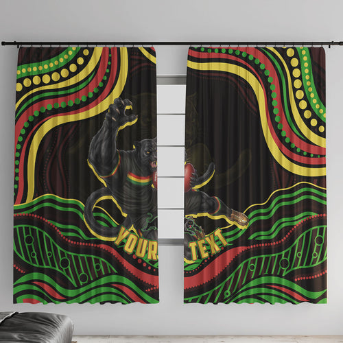 Personalized Penrith Panthers Rugby Mascot Window Curtain Aboriginal Dot Art - Dreamtime Rugby Mascot