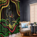 Personalized Penrith Panthers Rugby Mascot Window Curtain Aboriginal Dot Art - Dreamtime Rugby Mascot