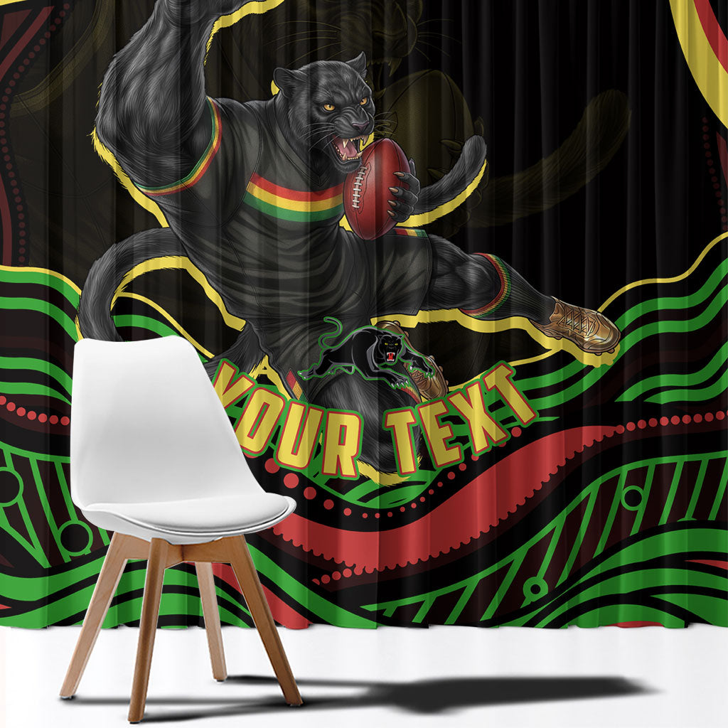 Personalized Penrith Panthers Rugby Mascot Window Curtain Aboriginal Dot Art - Dreamtime Rugby Mascot