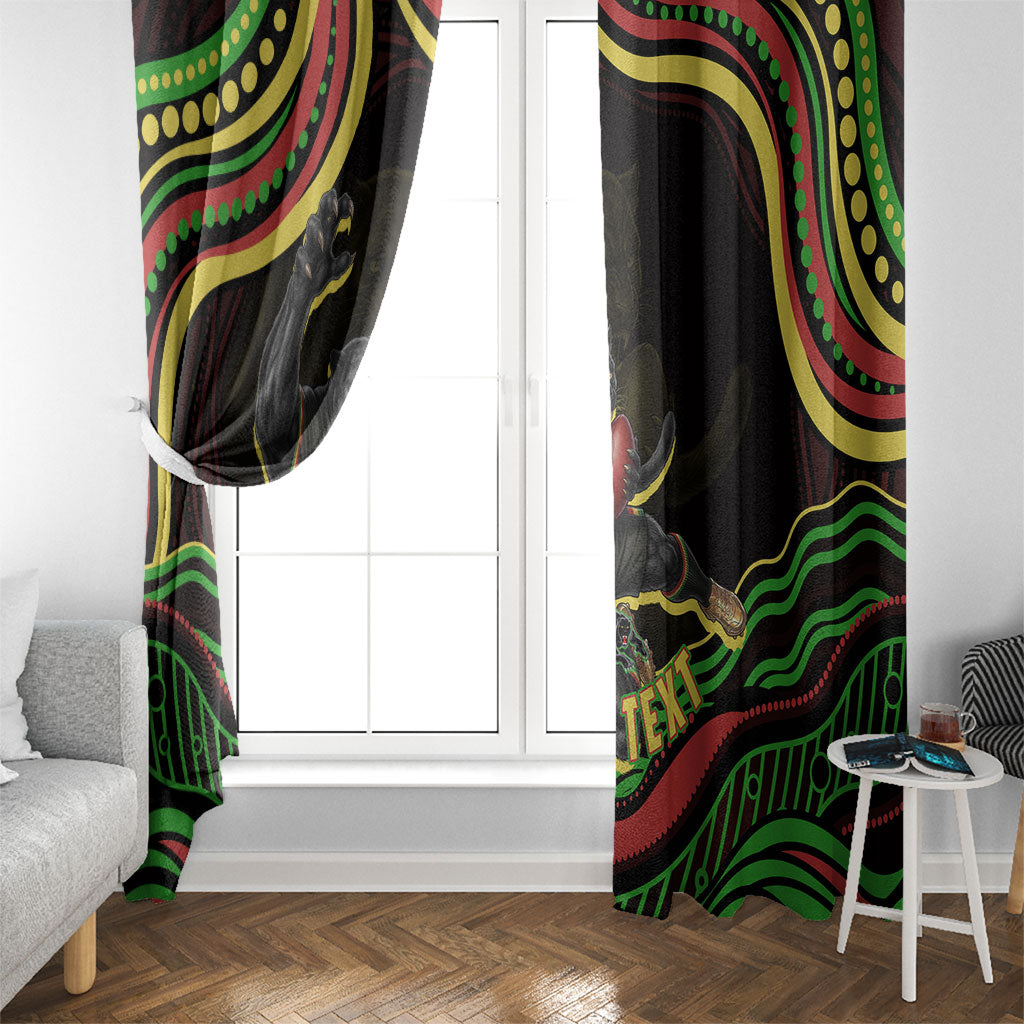 Personalized Penrith Panthers Rugby Mascot Window Curtain Aboriginal Dot Art - Dreamtime Rugby Mascot