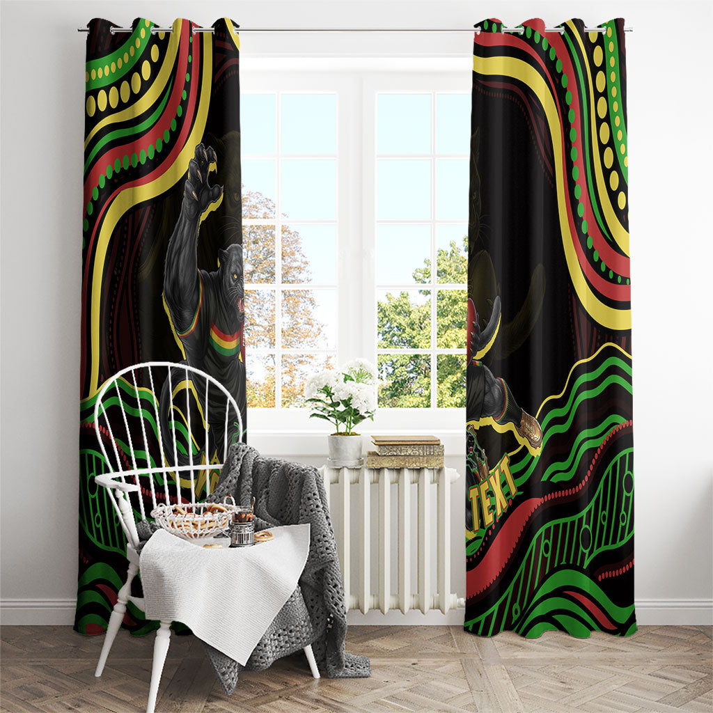 Personalized Penrith Panthers Rugby Mascot Window Curtain Aboriginal Dot Art - Dreamtime Rugby Mascot
