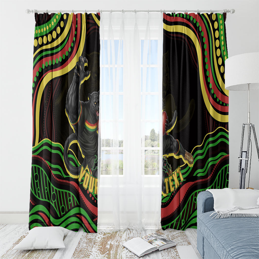 Personalized Penrith Panthers Rugby Mascot Window Curtain Aboriginal Dot Art - Dreamtime Rugby Mascot