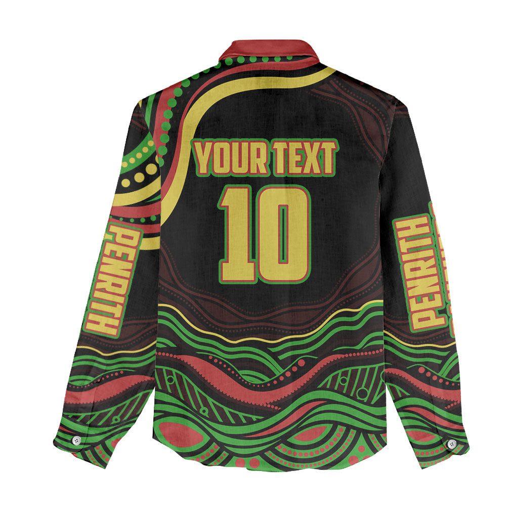 Personalized Penrith Panthers Rugby Mascot Women Casual Shirt Aboriginal Dot Art - Dreamtime Rugby Mascot