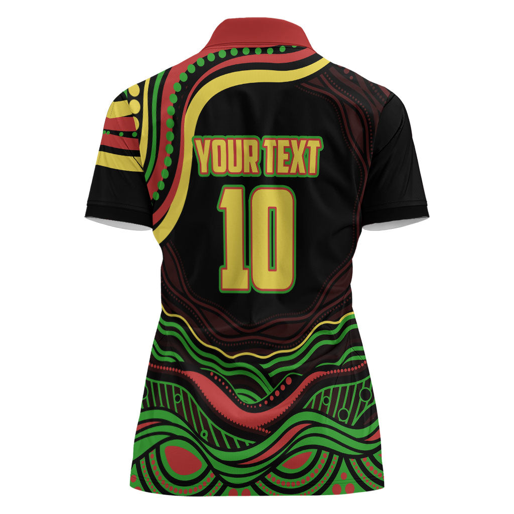 Personalized Penrith Panthers Rugby Mascot Women Polo Shirt Aboriginal Dot Art - Dreamtime Rugby Mascot