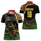 Personalized Penrith Panthers Rugby Mascot Women Polo Shirt Aboriginal Dot Art - Dreamtime Rugby Mascot
