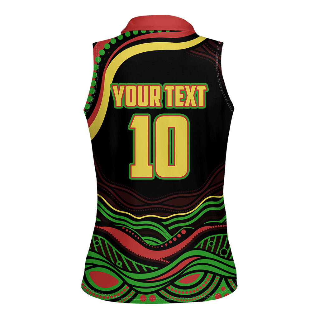 Personalized Penrith Panthers Rugby Mascot Women Sleeveless Polo Shirt Aboriginal Dot Art - Dreamtime Rugby Mascot