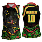 Personalized Penrith Panthers Rugby Mascot Women Sleeveless Polo Shirt Aboriginal Dot Art - Dreamtime Rugby Mascot