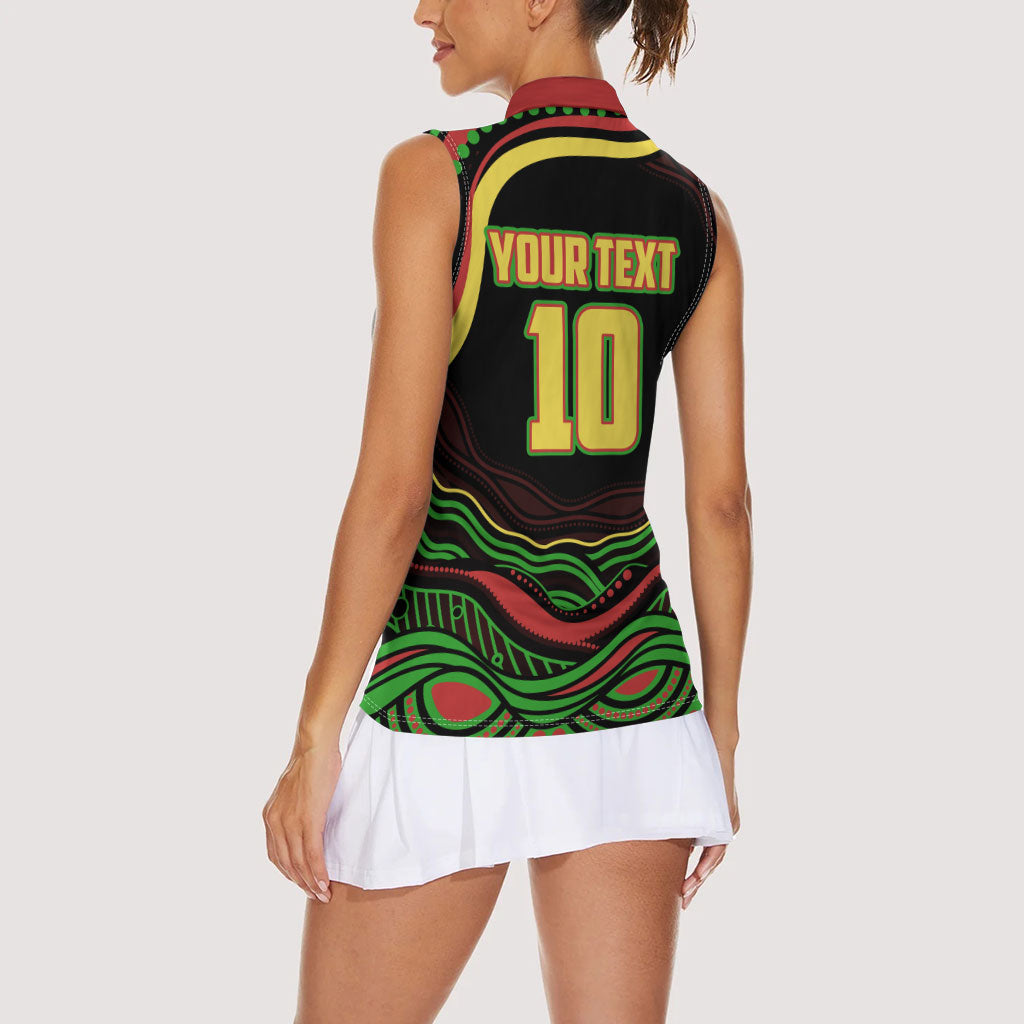 Personalized Penrith Panthers Rugby Mascot Women Sleeveless Polo Shirt Aboriginal Dot Art - Dreamtime Rugby Mascot