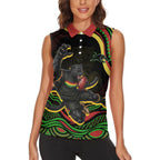 Personalized Penrith Panthers Rugby Mascot Women Sleeveless Polo Shirt Aboriginal Dot Art - Dreamtime Rugby Mascot