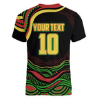 Personalized Penrith Panthers Rugby Mascot Women V-Neck T-Shirt Aboriginal Dot Art - Dreamtime Rugby Mascot