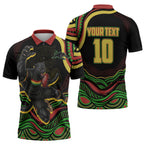 Personalized Penrith Panthers Rugby Mascot Zipper Polo Shirt Aboriginal Dot Art - Dreamtime Rugby Mascot