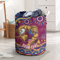 Personalized Brisbane Lions AFL Mascot Laundry Basket Aboriginal Dot Art - Dreamtime Football Mascot