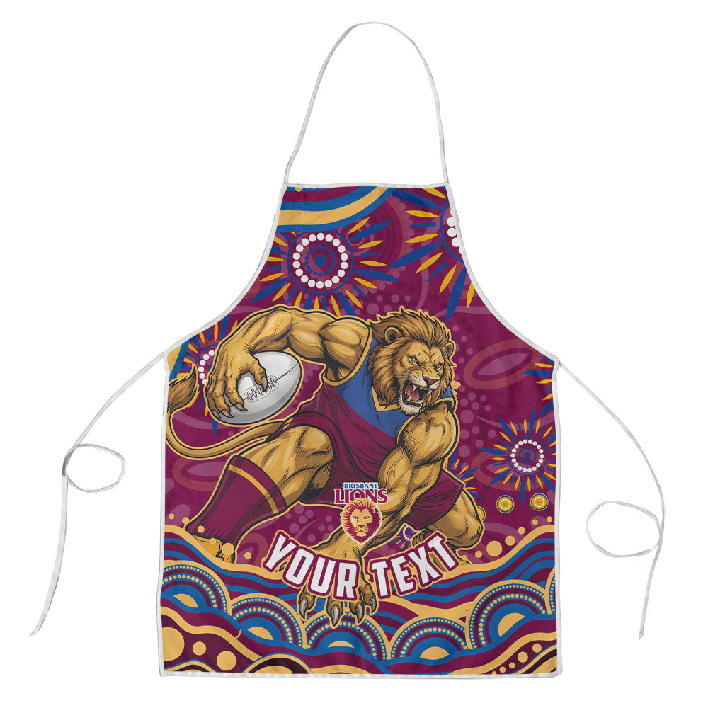 Personalized Brisbane Lions AFL Mascot Apron Aboriginal Dot Art - Dreamtime Football Mascot