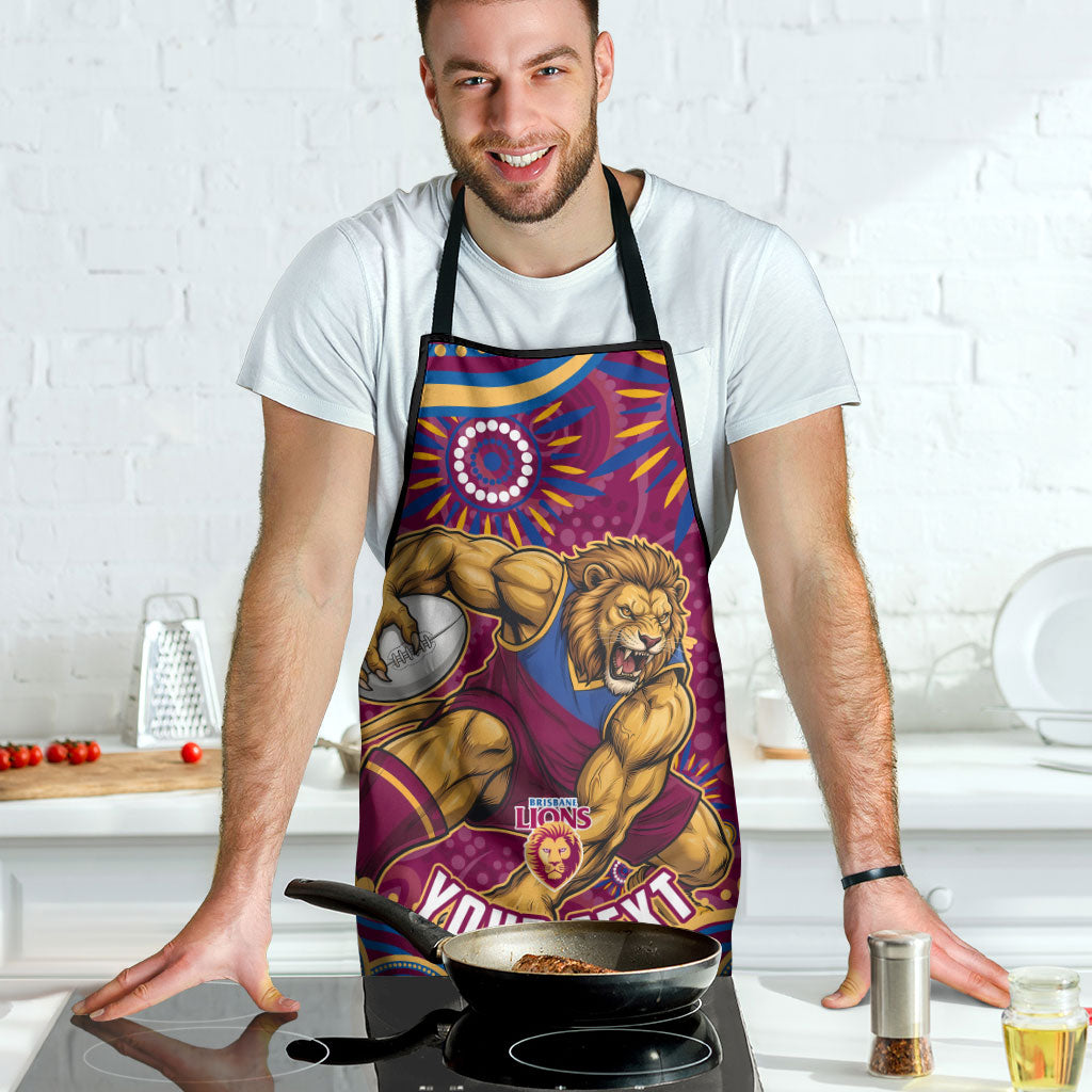 Personalized Brisbane Lions AFL Mascot Apron Aboriginal Dot Art - Dreamtime Football Mascot