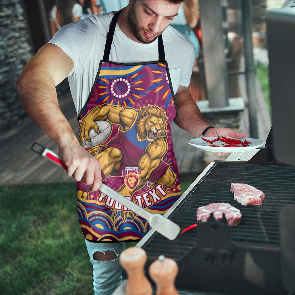 Personalized Brisbane Lions AFL Mascot Apron Aboriginal Dot Art - Dreamtime Football Mascot