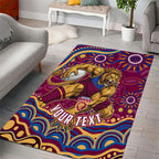 Personalized Brisbane Lions AFL Mascot Area Rug Aboriginal Dot Art - Dreamtime Football Mascot