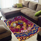 Personalized Brisbane Lions AFL Mascot Area Rug Aboriginal Dot Art - Dreamtime Football Mascot