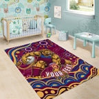 Personalized Brisbane Lions AFL Mascot Area Rug Aboriginal Dot Art - Dreamtime Football Mascot