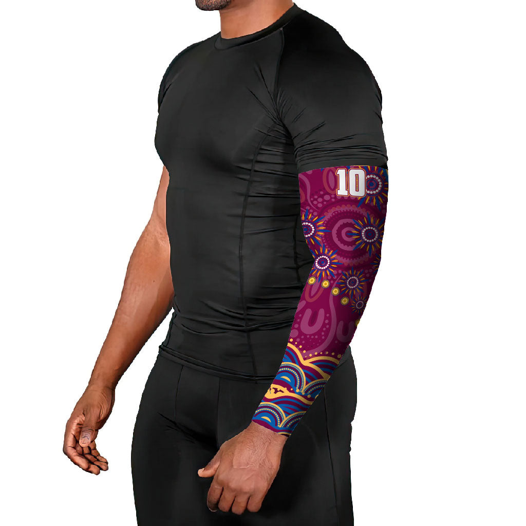 Personalized Brisbane Lions AFL Mascot Arm Sleeves Aboriginal Dot Art - Dreamtime Football Mascot