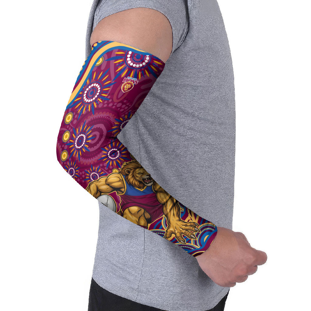 Personalized Brisbane Lions AFL Mascot Arm Sleeves Aboriginal Dot Art - Dreamtime Football Mascot